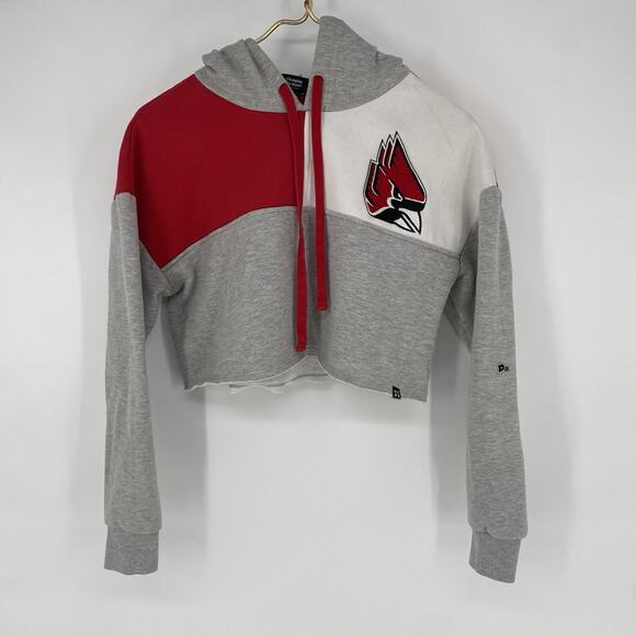 Hype and Vice Ball State Cropped Color Block Hoodie Women's Size S - Picture 1 of 6